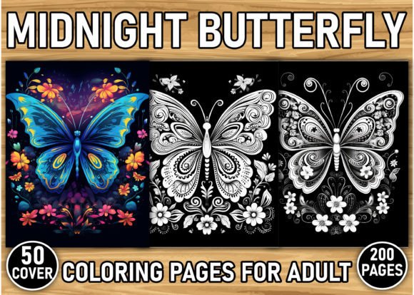 200 Midnight Butterfly Coloring Pages