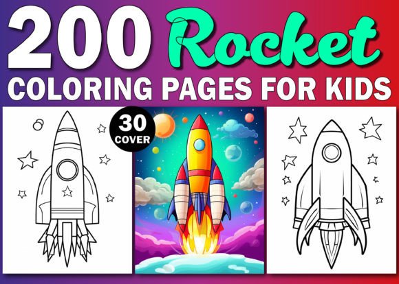 200 Rocket Coloring Pages for Kids - KDP