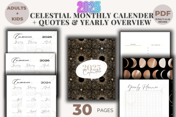 2025 Monthly Calender Celestial