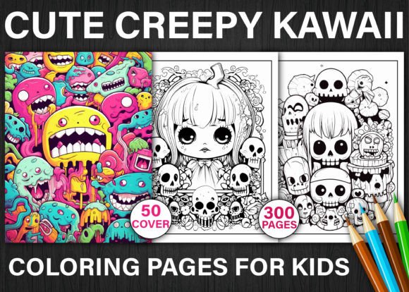 300 Cute Creepy Kawaii Coloring Pages: A Unique Blend of Whimsy and Mystery