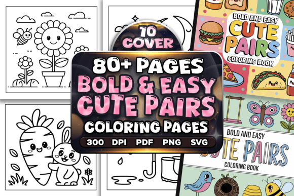 Bold and Easy Cute Pairs Coloring Pages: A Unique Approach to Creative Relaxation