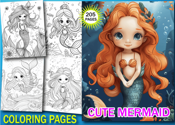 Cute Mermaid Coloring Pages for Kids
