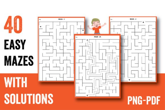 Easy Mazes with Solutions for Kids