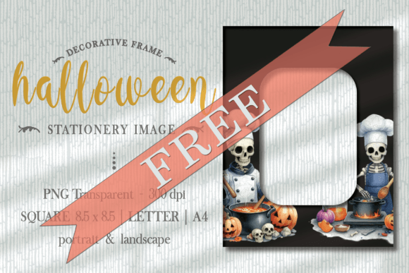 Halloween Frame PNG a Skeleton Cooking