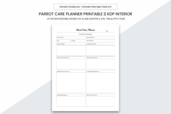 Parrot Care Planner Kdp Interior: A Comprehensive Guide for Bird Enthusiasts