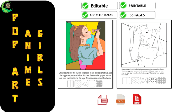 Pop Art Anime Gangster Girls Coloring